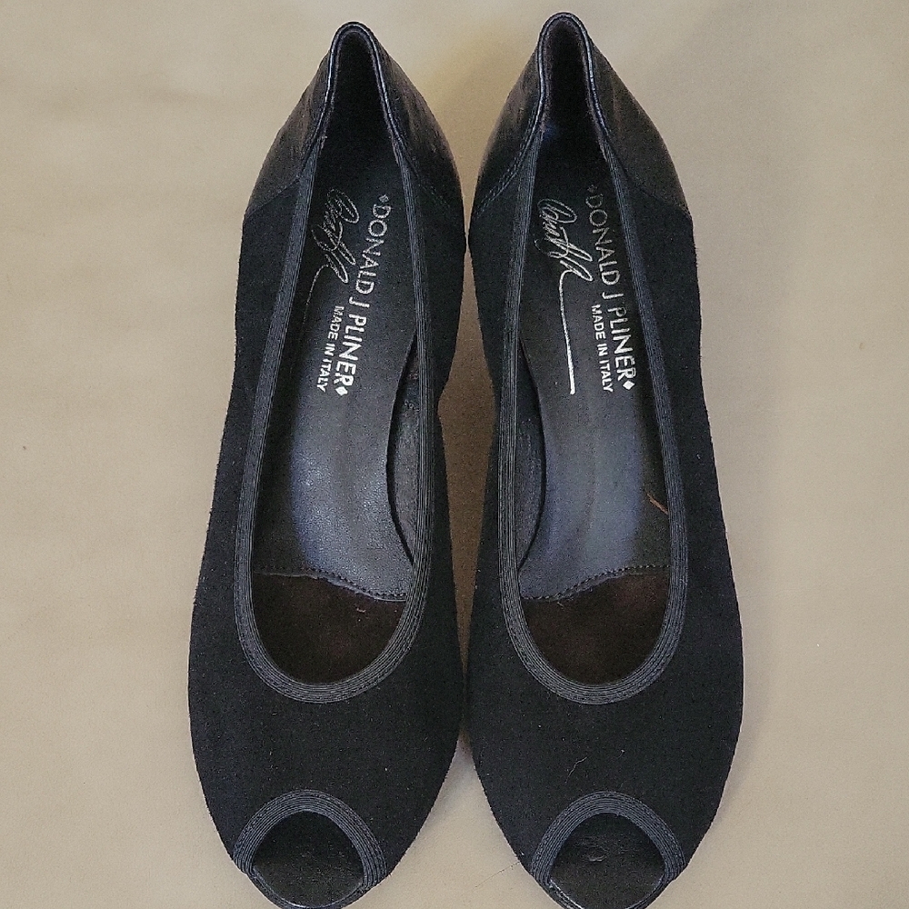 Donald J. Pliner Black Peep Toe Heels